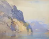 Norwegian fjord scene by Cecil Arthur Hunt, watercolour, offered Nov 2020