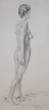 Standing female nude by Franco Matania, pencil, sold Nov 2020