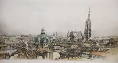 Coloured etching by Luigi Kasimir, etching, sold Nov 2020