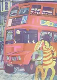 The Bus by Rupert Shephard, linocut, sold Nov 2020