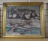 Sneeuw Dorp 1949 by Alfons Blomme, oil on canvas, sold Nov 2020