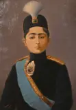 Persian school, circa 1910, a portrait of ahmad shah qajar, shah of iran ah 1327-1344 (1909-1925) by Mir Musavar, oil on canvas, sold May 2022