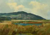 Minehead from the distance by Henry Hadfield Cubley, 1930, oil on board, sold May 2022