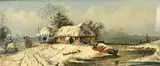 British, a pair of oil on canvas winter scenes with figures by water, each signed with initials and dated 1888, each 5" x 12" (2) by Edwin Boddington, 1888, oil on canvas, offered May 2022
