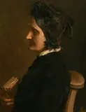 British, a study of a seated elderly lady holding a book by James Sant, oil on board, sold May 2022