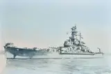British, a United States Navy South Dakota Class Battleship by Harley Crossley, oil on canvas, offered May 2022
