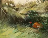 British, A pointer searching for a hidden Pheasant in the undergrowth by Berrisford Hill, oil on board, offered May 2022