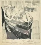 Brixham Harbour by Dexter Brown, pencil and watercolour, sold May 2022