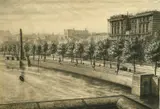 British, a view along the embankment by Gerald Judah Ososki, 1930, ink and watercolour, sold May 2022