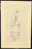 British, a pencil sketch of an elegant lady in a bonnet by Fred Roe, 1891, pencil, sold May 2022