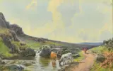 The pool Bridestowe, Dartmoor,' watercolour by John White, 1902, watercolour, offered May 2022