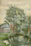 River at Hungerford by J. M. Macintosh, 1881, watercolour, sold May 2022