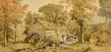 British, The old watermill, Betws y Coed, Wales by Aaron Edwin Penley, 1866, watercolour, sold May 2022