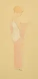 Austrian, a study of an elegant lady unbuttoning her dress by Raphael Kirchner, watercolour, offered May 2022