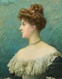 French, a bust length portrait of an elegant lady wearing a tiara by Jules-Charles Aviat, 1897, pastel, offered May 2022