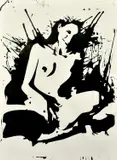 South African, and untitled study of a female figure, black ink by Kendell Geers, ink, sold May 2022