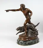 Au Loup by Louis Auguste Hiolin, bronze, offered May 2022