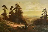 British, a shepherd and his flock on Leith Hill by Alexander Young, oil on canvas, sold Apr 2022