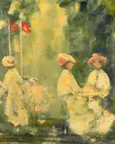 Tea in the park by Walter John Beauvais, oil on board, sold Apr 2022