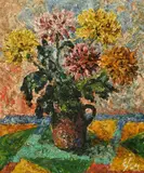 Danish, a still life of flowers in a jug by Einar Johansen, 1964, oil on canvas, sold Apr 2022