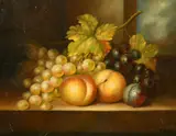 Grapes by E. Hollis, oil, sold Apr 2022