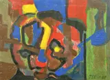 German, A untitled abstract composition by Hans Zern Zeroo, oil on board, offered Apr 2022