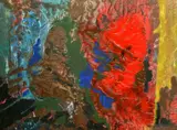 German, A untitled abstract composition by Hans Zern Zeroo, oil on board, offered Apr 2022