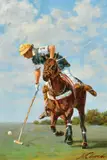 Russian, a Polo player in full flight by Maxim Sidorenko, oil on board, sold Apr 2022