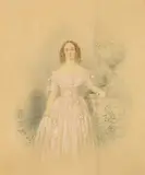 British, A portrait of Isabella Roberts in a formal garden setting by William Spence Robinson, 1848, watercolour and pencil, sold Apr 2022