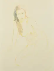 A study of a female nude kneeling by Alan Brassington, drawing, offered Apr 2022