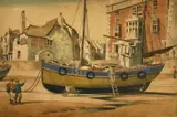 St. Ives, The Sloop Inn and SS63 by Edward Bouverie Hoyton, etching and aquatint, sold Apr 2022