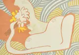 British, a reclining female nude with flowers, colour print by Edwina Sandys, print, sold Apr 2022