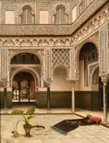 THOMAS ACEVES DE LOREDO (19TH/20TH CENTURY), COURTYARD OF A MOORISH PALACE, oil on by Tomas Aceres, oil on canvas, sold Mar 2022
