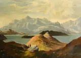 British, figures resting by a mountain lake by Charles Leslie, 1881, oil on canvas, offered Mar 2022