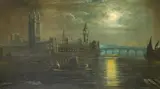 British, a pair of Thames views one featuring the Houses of Parliament and the other St by Ansdell Smythe, oil on canvas, sold Mar 2022