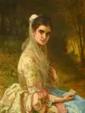 Dolly Varden by William Oliver, 1871, oil on canvas, offered Mar 2022