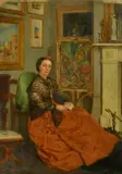 British, Portrait of a seated lady in a drawing room by John Watson Chapman, 1868, oil on board, sold Mar 2022