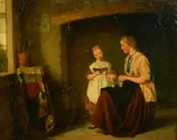 The task by John William Haynes, 1863, oil on board, sold Mar 2022