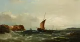 British, Sailboats in choppy sea by William Henry Williamson, 1882, oil on canvas, sold Mar 2022