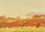 British, Landscape with tree lined fields by Robert Morson Hughes, oil on board, sold Mar 2022
