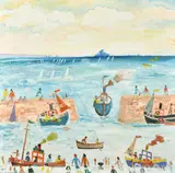 British, a scene of the harbour at Mousehole, Cornwall by Simeon Stafford, oil on canvas, sold Mar 2022