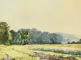 British, distant cattle grazing in a landscape by William Hyams, watercolour, sold Mar 2022