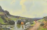 The pool Bridestowe, Dartmoor,' watercolour by John White, 1902, watercolour, offered Mar 2022