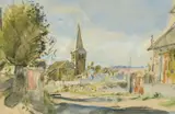 British, A view of a churchyard by John Stainton Ward, watercolour, offered Mar 2022