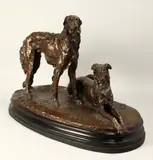 Italian, a bronze group of Borzoi dogs, one recumbent the other standing, with impressed signature 'J by Giacomo Merculiano, bronze, sold Mar 2022