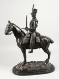 ENGLISH A BRONZE GROUP OF A FRENCH HUSSAR ON HORSEBACK, on a marble base by J. R. Skeaping, BRONZE, offered Mar 2022
