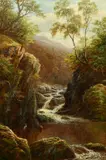 British, a view of a waterfall in North Wales by William Mellor, oil on canvas, sold Feb 2022