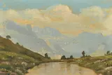 South African, A mountain scene with wildflowers by Gerrie S. Nyman, oil on board, sold Feb 2022