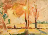 The Courage playing fields, Brentwood by Robert Graham Dryden Alexander, oil on board, sold Feb 2022
