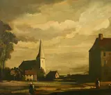 A village church by Philip Hugh Padwick, oil on board, sold Feb 2022